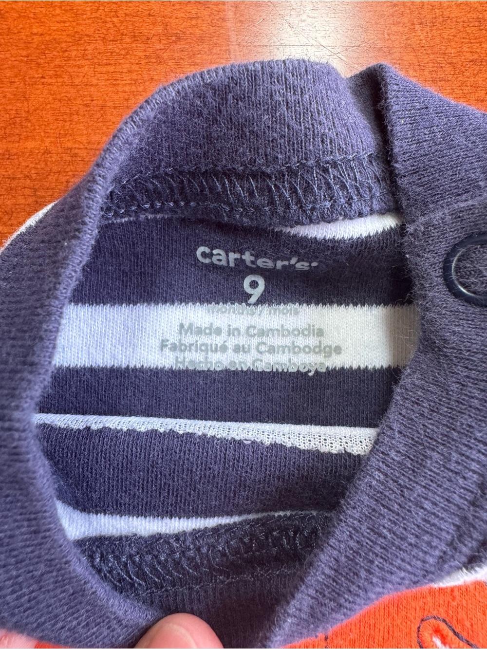 Carter's Navy & White Striped Bodysuit with Orange Elephant and Gray Pants - Picture 3 of 4